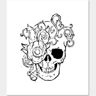 Filigree Skull With Flower Original Art Posters and Art